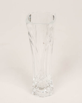 Clear Glass Vase with Wave Pattern Design