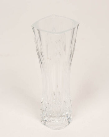 Clear Glass Vase with Wave Pattern Design