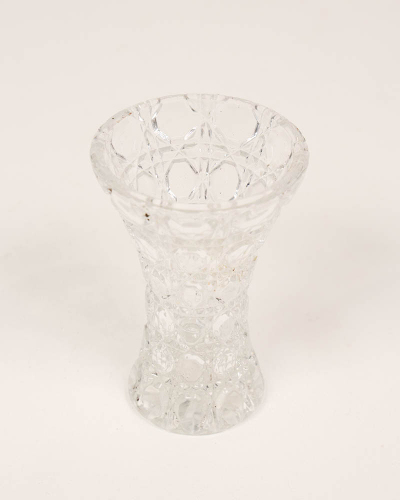 pair of Vintage Pressed  Glass Vase with Patterned Detail