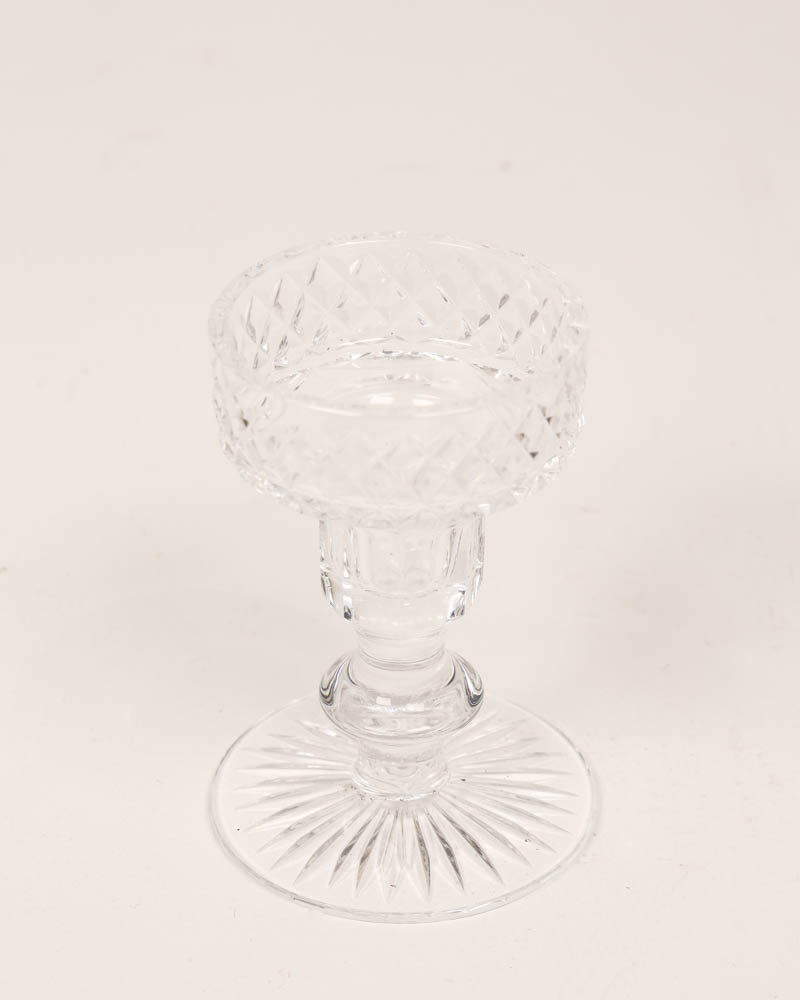 Cut Crystal Candlestick Holder with Radial Base