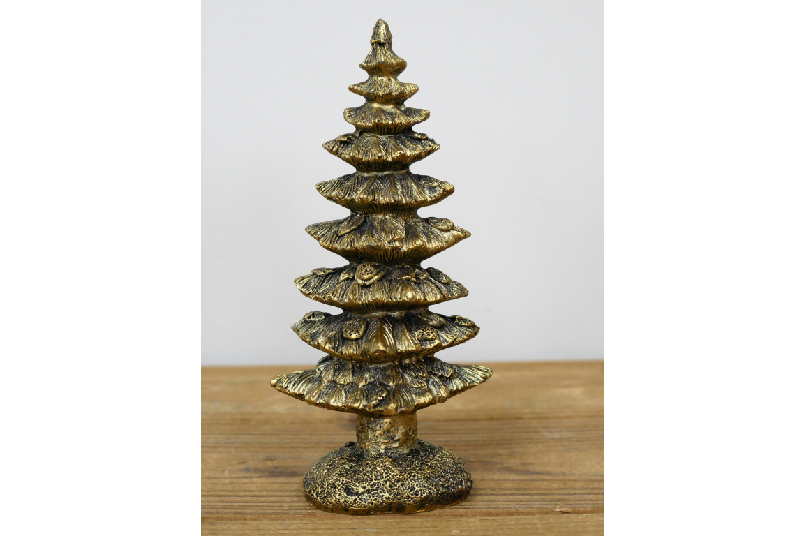 Mini Gold Christmas Tree Ornament with Detail