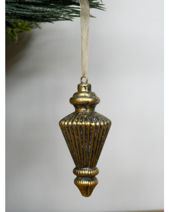 Gold Christmas Bauble with Ribbed Details