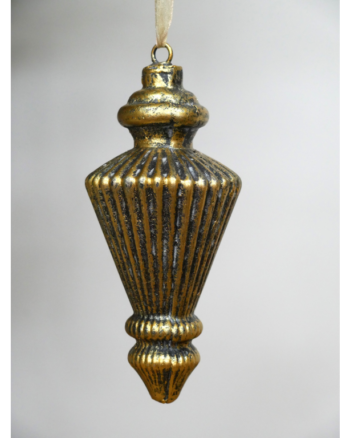 Gold Christmas Bauble with Ribbed Details