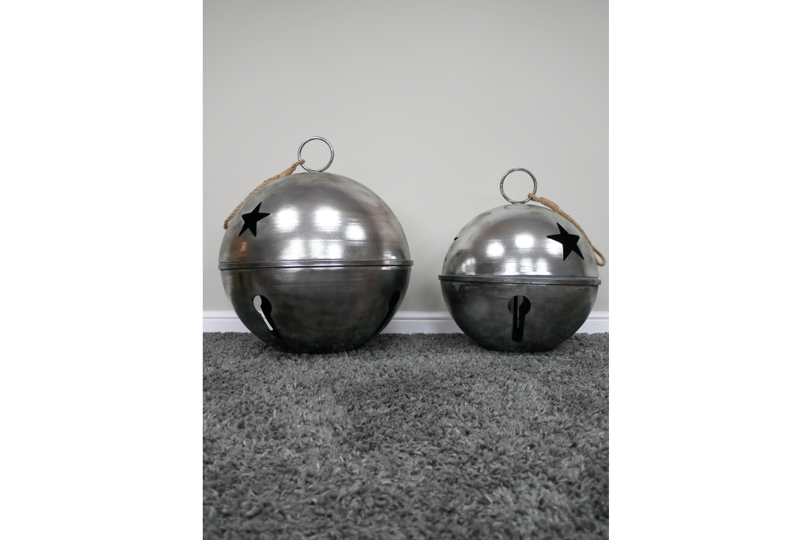 Pair of Large Decorative Bells in Silver