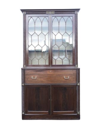 Large Victorian Mahogany Display Cabinet with Glass Doors
