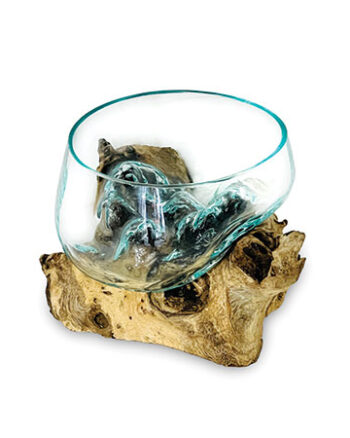 Naturale Glass Bowl on Driftwood Style Base Ornament (Tiny)