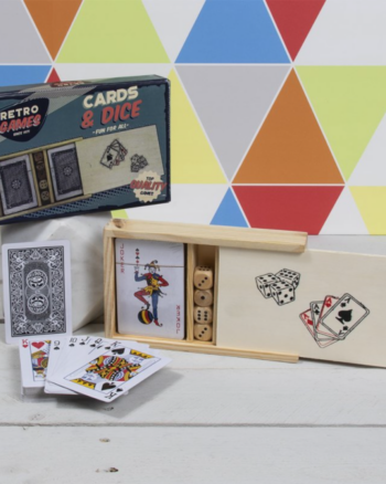 Retro Games Cards & Dice Wooden Set with Storage Box Brand New