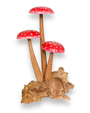 Naturale Wooden Mushroom Ornament with Red Caps and White Spots