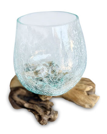 Naturale Root Wood with Crackle Glass Bowl