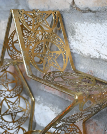 Gold Metal Star Candle Holder with Cutout Details