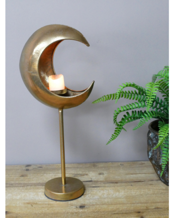 Gold Metal Moon Table Candle Holder with Stand