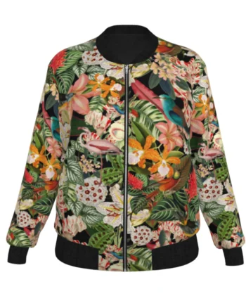 Tropical Bomb Women’s Satin Bomber Jacket – Size Large