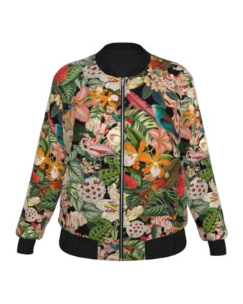 Tropical Bomb Women’s Satin Bomber Jacket – Size Large