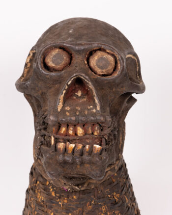 Vintage African Ngui Gorilla Mask with Woven Rattan Base