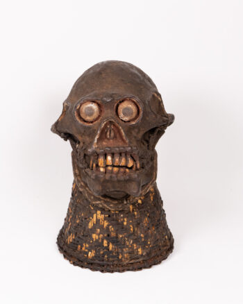 Vintage African Ngui Gorilla Cult Mask with Rattan Base