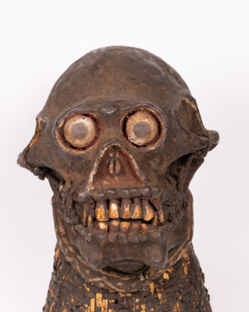 Vintage African Ngui Gorilla Cult Mask with Rattan Base