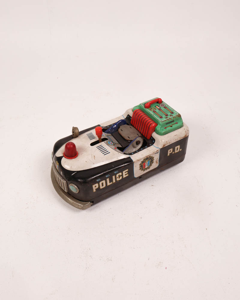 Vintage Japanese Tin Police Car with Red Dome Light