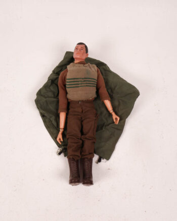 Vintage Action Man Figure with Green Uniform and Accessories