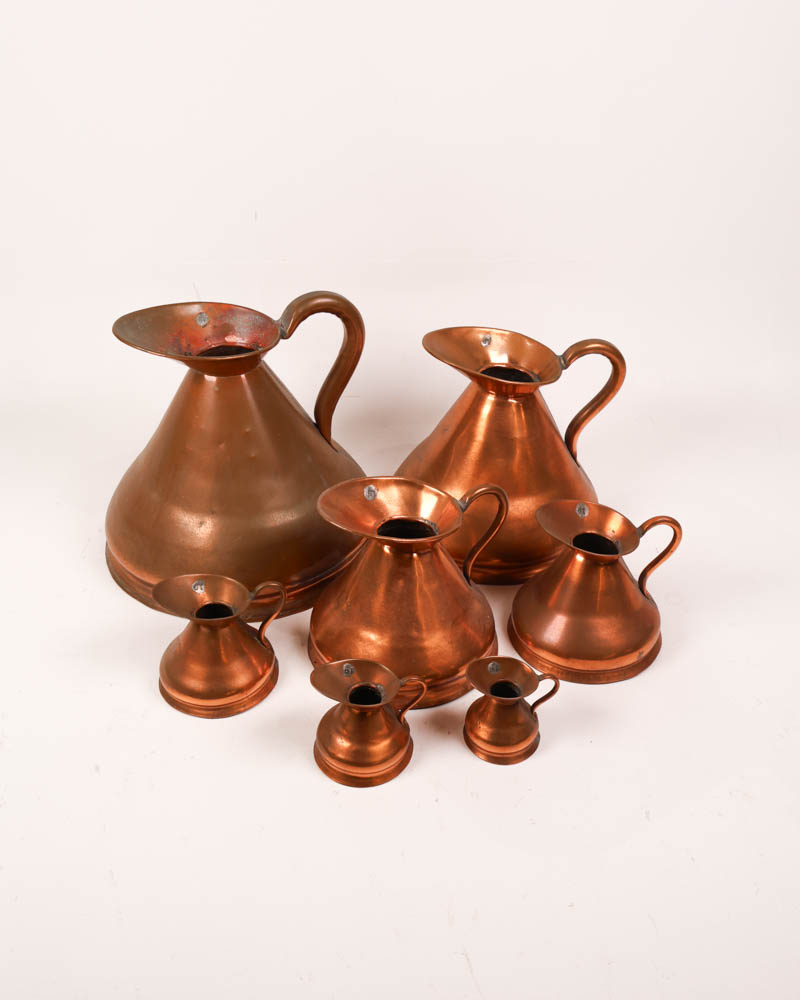 Victorian Copper Graduated Measuring Jugs – Set of 7