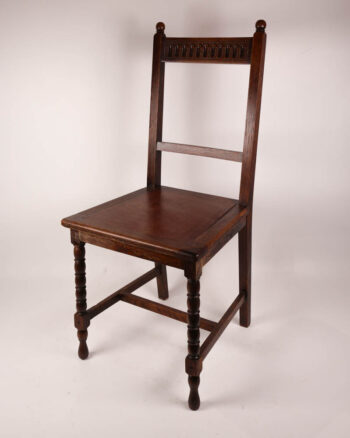 Antique Oak Bobbin Leg Chair with Carved Details