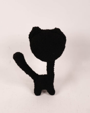 Vintage Black Cat Plush Toy with Red Eyes
