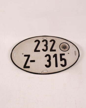German Metal Number Plate with Eagle Crest and Numbers