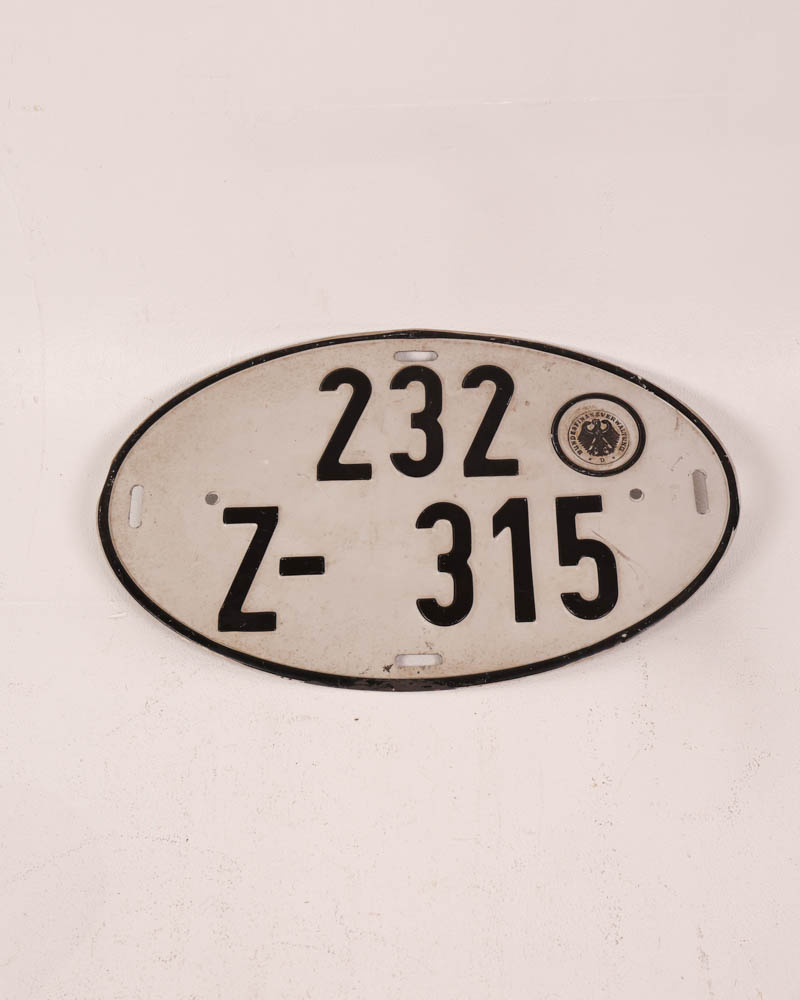 German Metal Number Plate with Eagle Crest and Numbers
