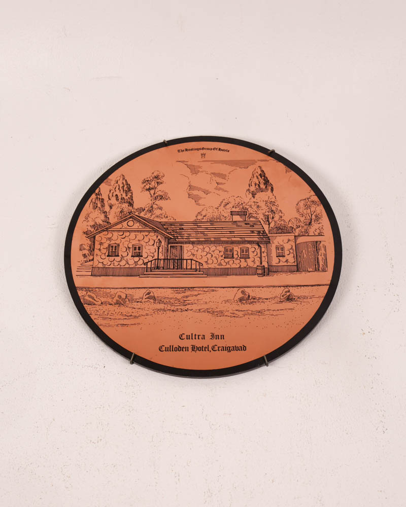 Vintage Cultra Inn Ceramic Wall Plaque with Hotel Scene