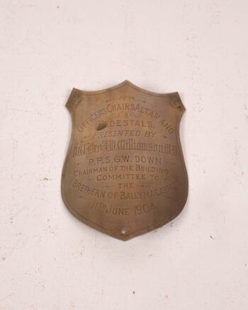 Antique Masonic Presentation Shield from 1904 with Inscription