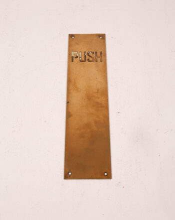 Vintage Brass Door Push Plate with Lettering