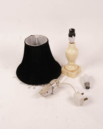 Bedside Lamp with Stone Base and Black Shade