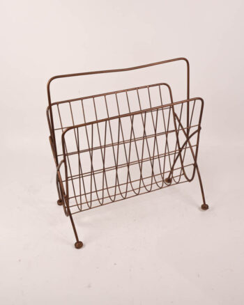 Mid Century Metal Wire Magazine Rack with Ball Feet