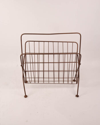 Mid Century Metal Wire Magazine Rack with Ball Feet