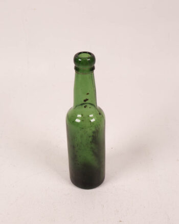 Vintage Green Glass Bottle with Bulbous Neck