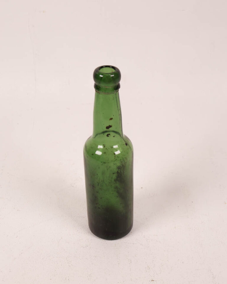 Vintage Green Glass Bottle with Bulbous Neck