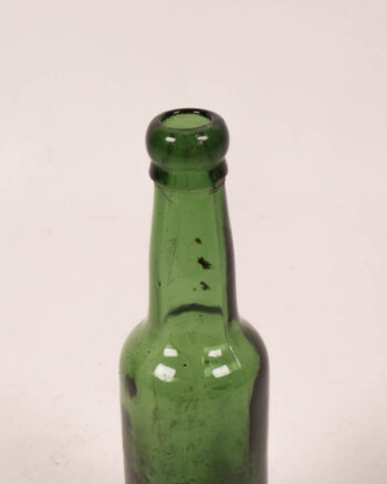 Vintage Green Glass Bottle with Bulbous Neck