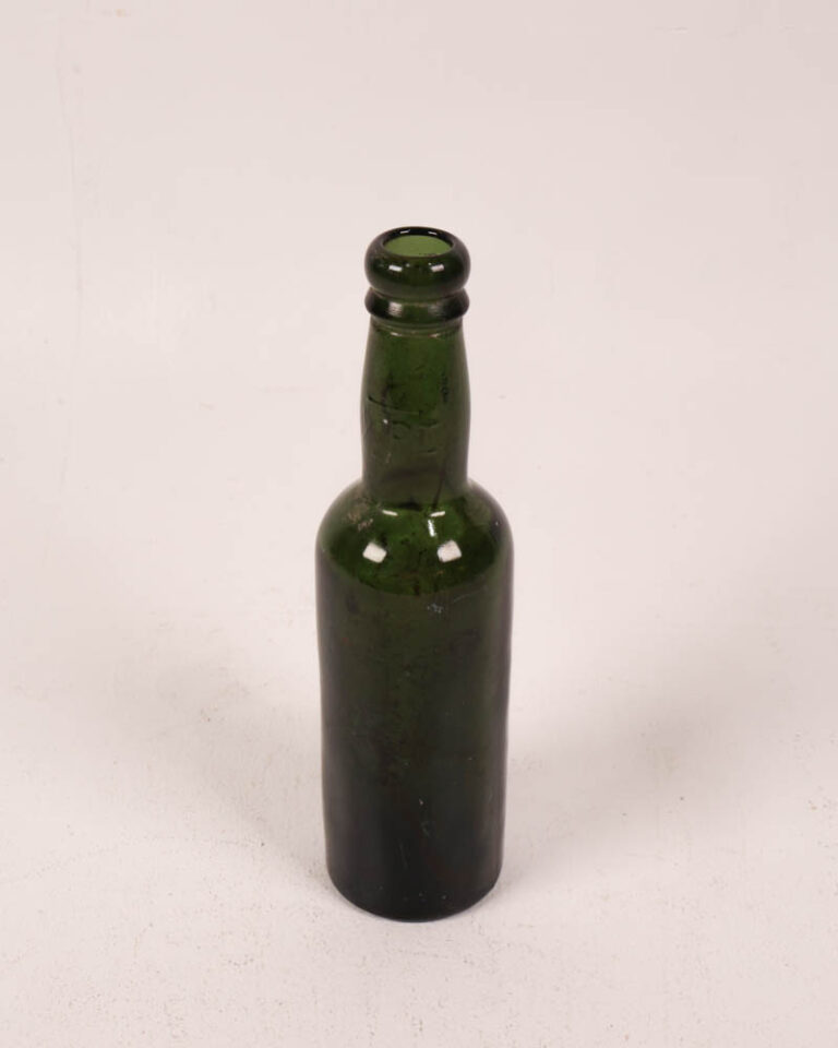 Vintage Green Glass Bottle with Round Neck