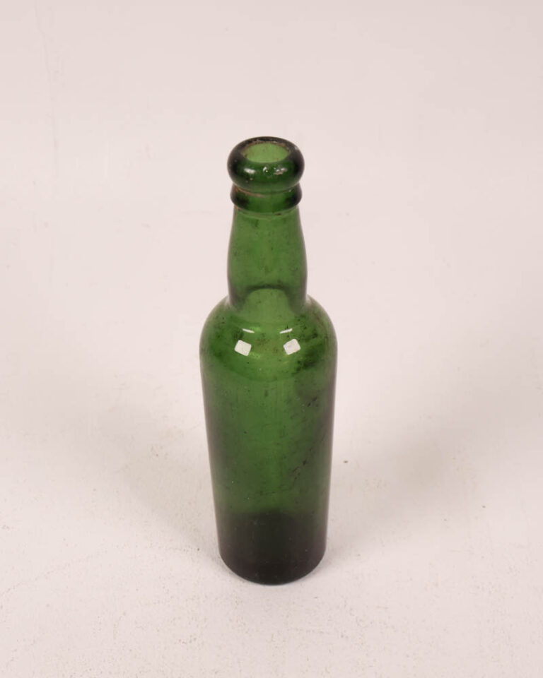 Vintage Green Glass Bottle with Rounded Shoulder