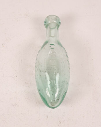 Antique Glass Green King Torpedo Bottle Codd with Embossed Detail