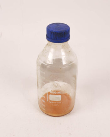 Vintage Glass Laboratory Bottle with Blue Plastic Lid