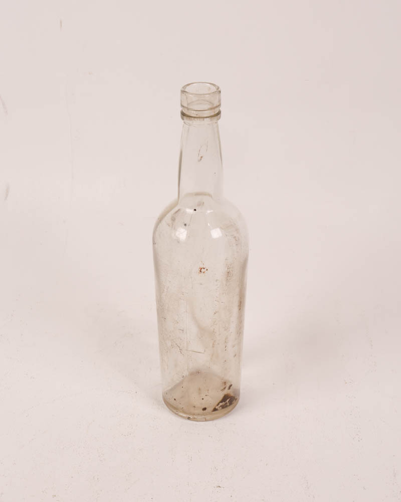 Vintage Clear Glass Bottle with Rounded Shoulder