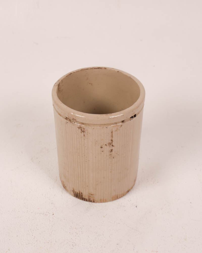 Vintage Cream Ceramic Jam Crock with Ribbed Design
