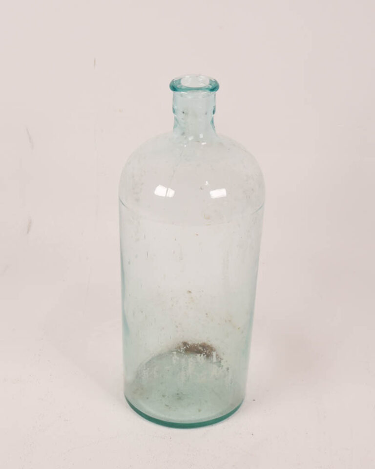 Early 1900s Acid Glass Bottle with Round Shoulders 13" Tall
