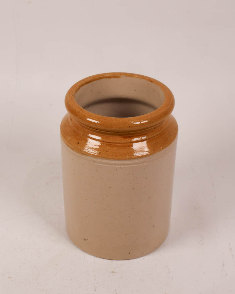 Vintage Stoneware Salt Glaze Storage Jar with Brown Glaze 21cm