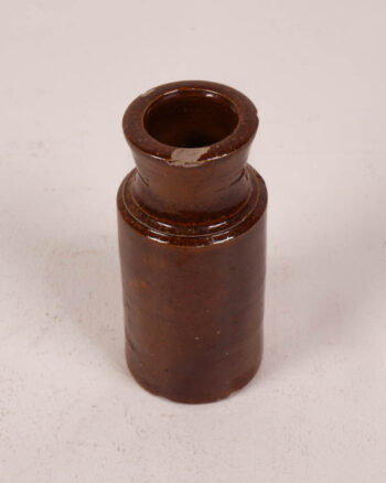 Vintage Brown Glazed Stoneware Jar with Neck Detail