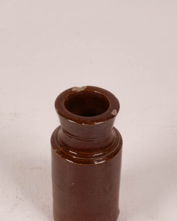 Vintage Brown Glazed Stoneware Jar with Neck Detail