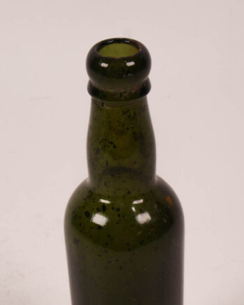 Antique Green Glass Bottle with Round Lip