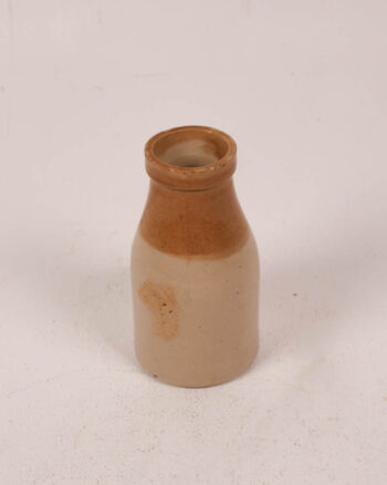 Vintage Stoneware Bottle with Brown Glazed Top