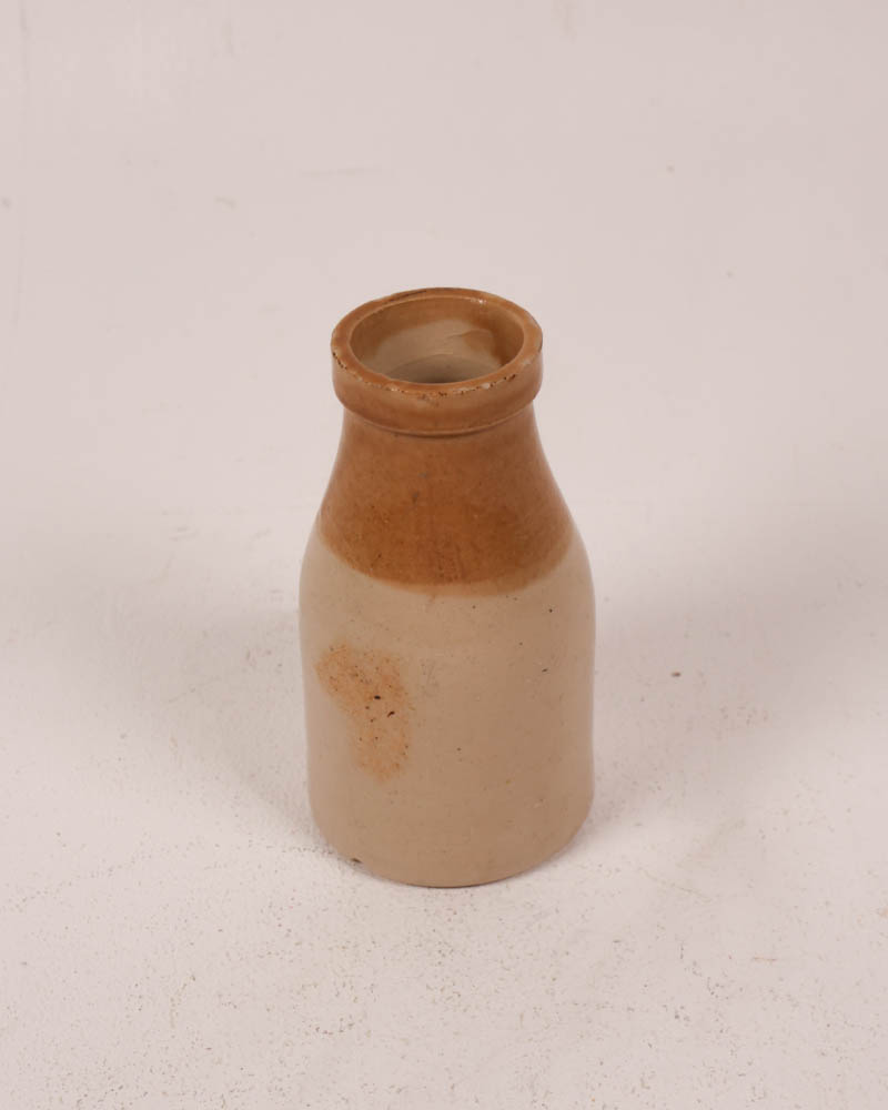 Vintage Stoneware Bottle with Brown Glazed Top
