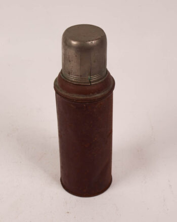 Vintage Metal Thermos Flask with Copper Interior